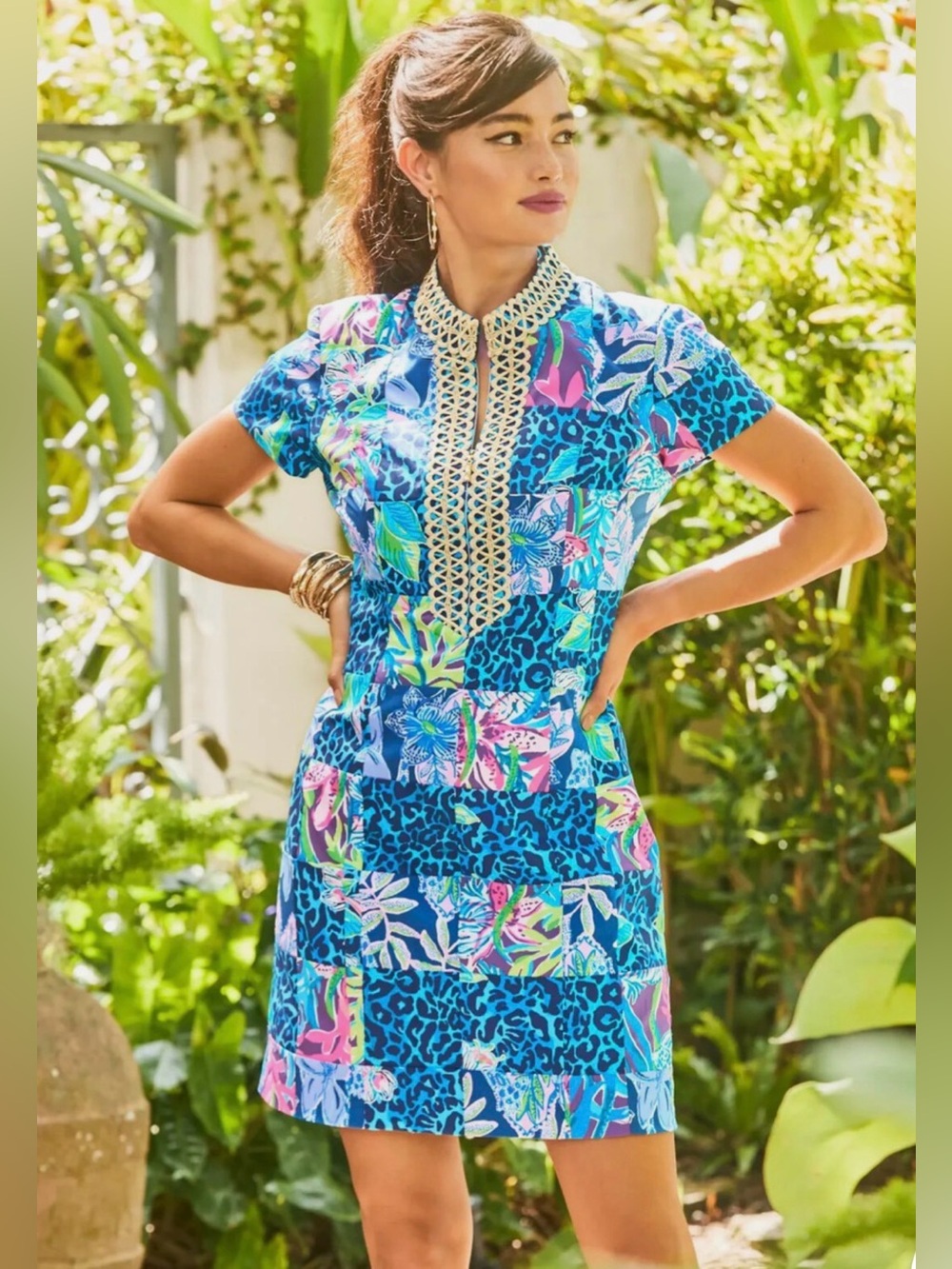 Lilly Pulitzer ADRENA SHIFT DRESS Pop Up Lillys Party Patch - Size 4 (Like NEW)